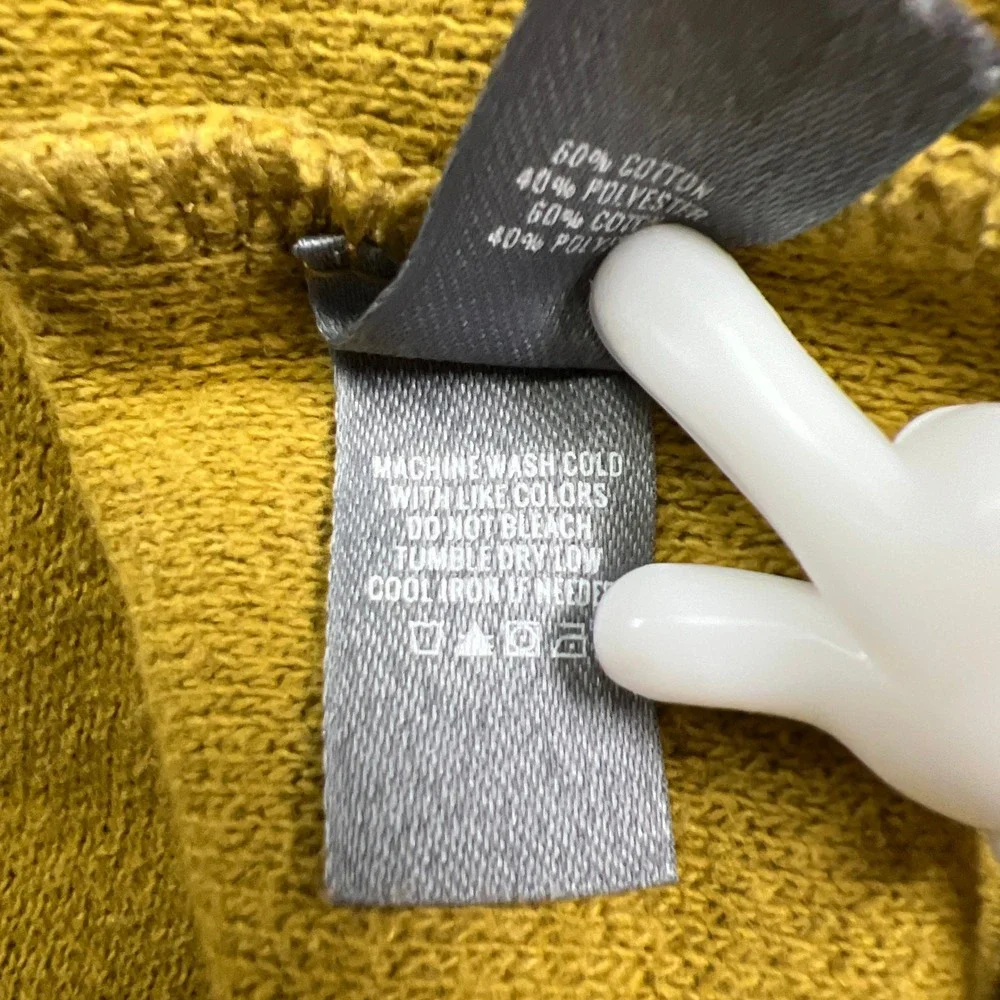 Aerie Sweater Womens L Yellow Cotton Textured Tight Knit Turtleneck Cozy Winter